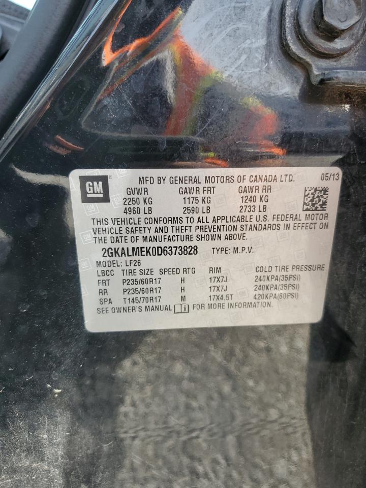 2013 GMC Terrain Sle VIN: 2GKALMEK0D6373828 Lot: 70372225