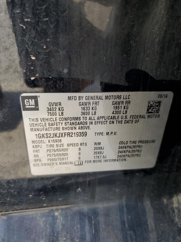 2015 GMC Yukon Xl Denali VIN: 1GKS2JKJXFR219359 Lot: 68818045