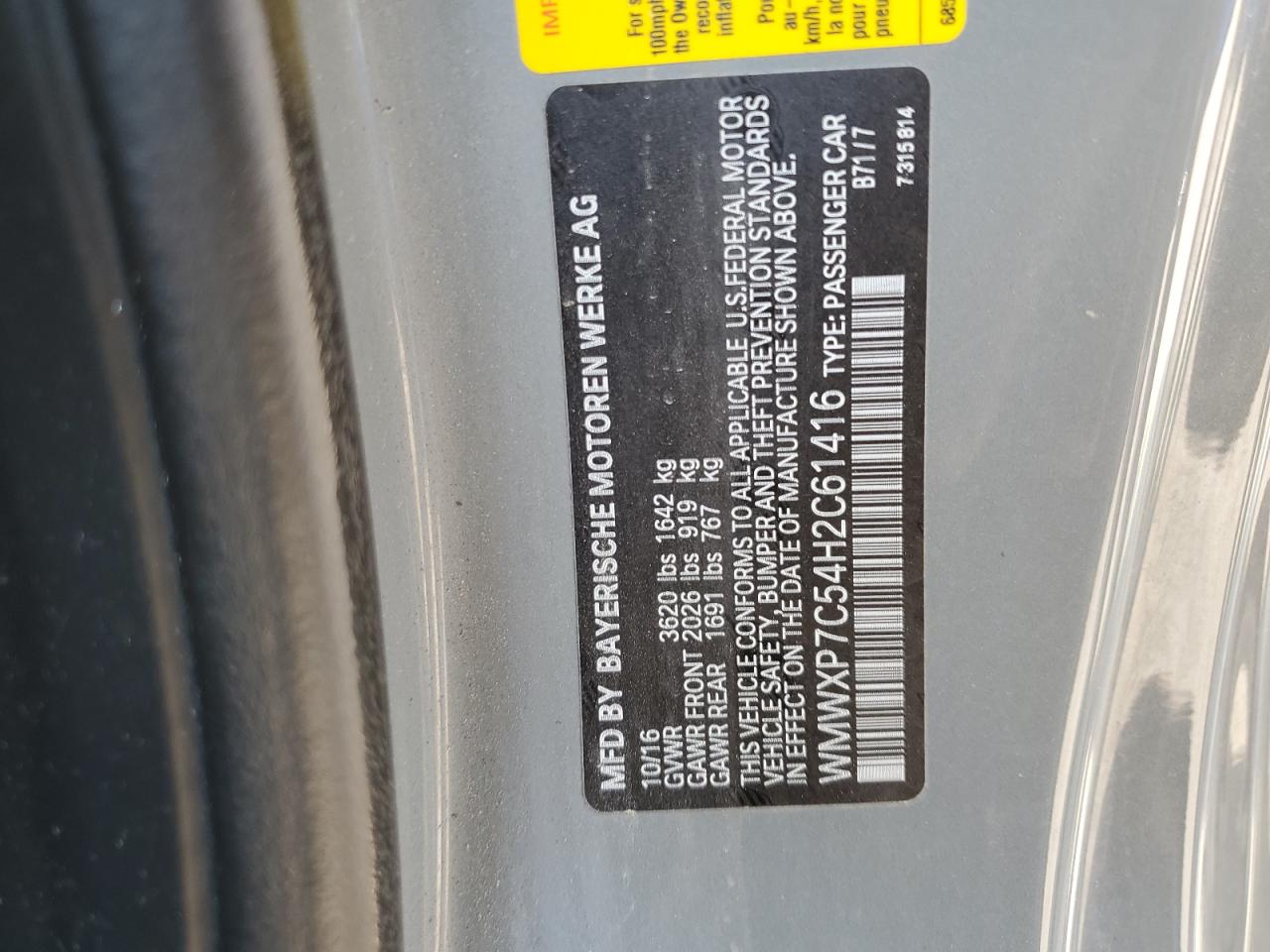 2017 Mini Cooper S VIN: WMWXP7C54H2C61416 Lot: 67477225