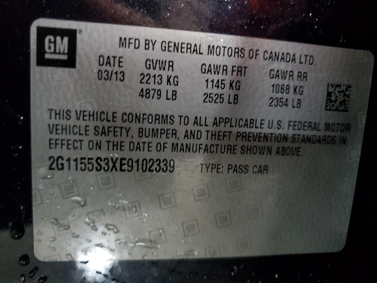 2014 Chevrolet Impala Ltz VIN: 2G1155S3XE9102339 Lot: 69248075