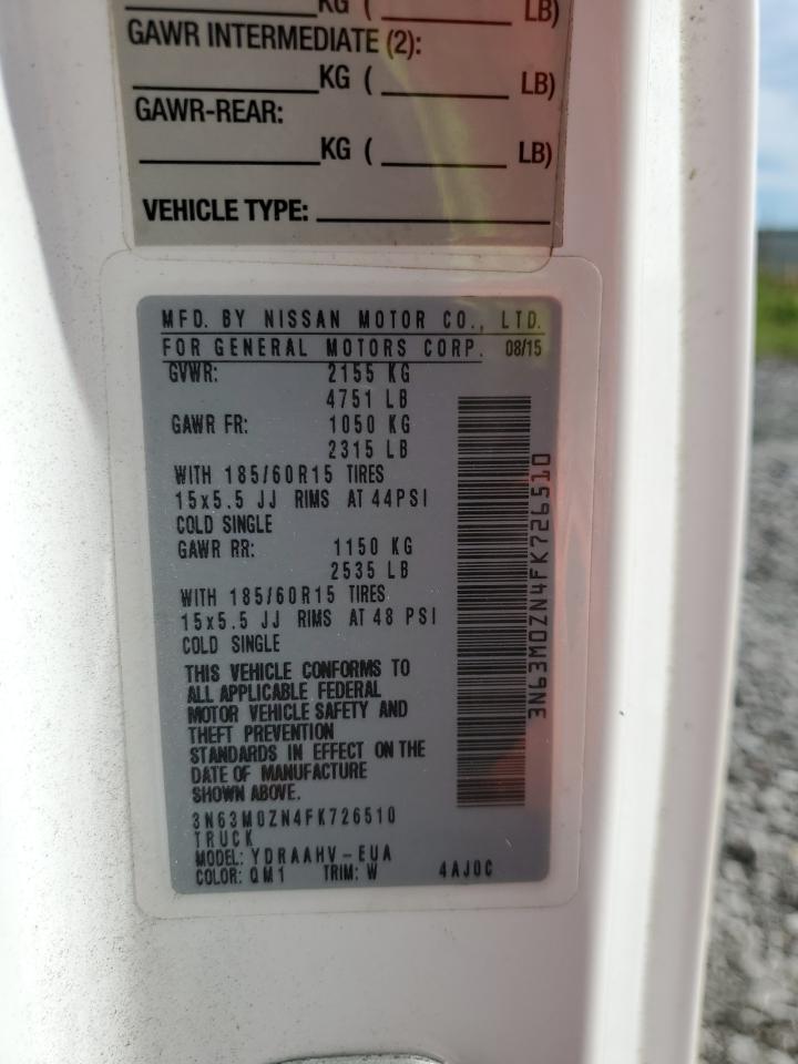 2015 Chevrolet City Express Lt VIN: 3N63M0ZN4FK726510 Lot: 70640195