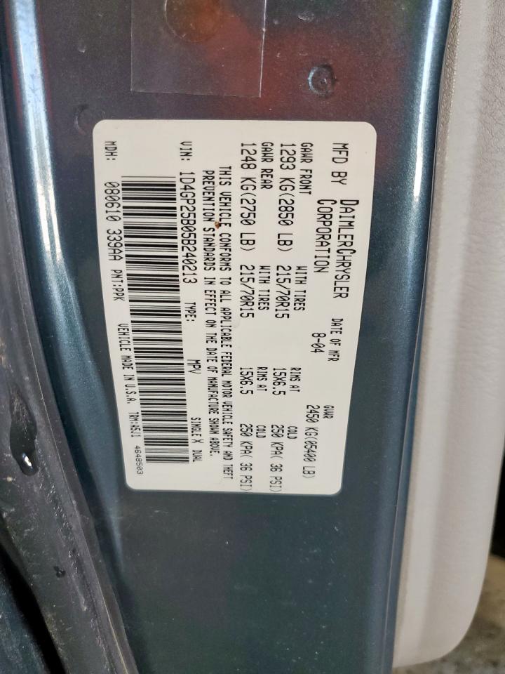 2005 Dodge Caravan Se VIN: 1D4GP25B05B240213 Lot: 69103575
