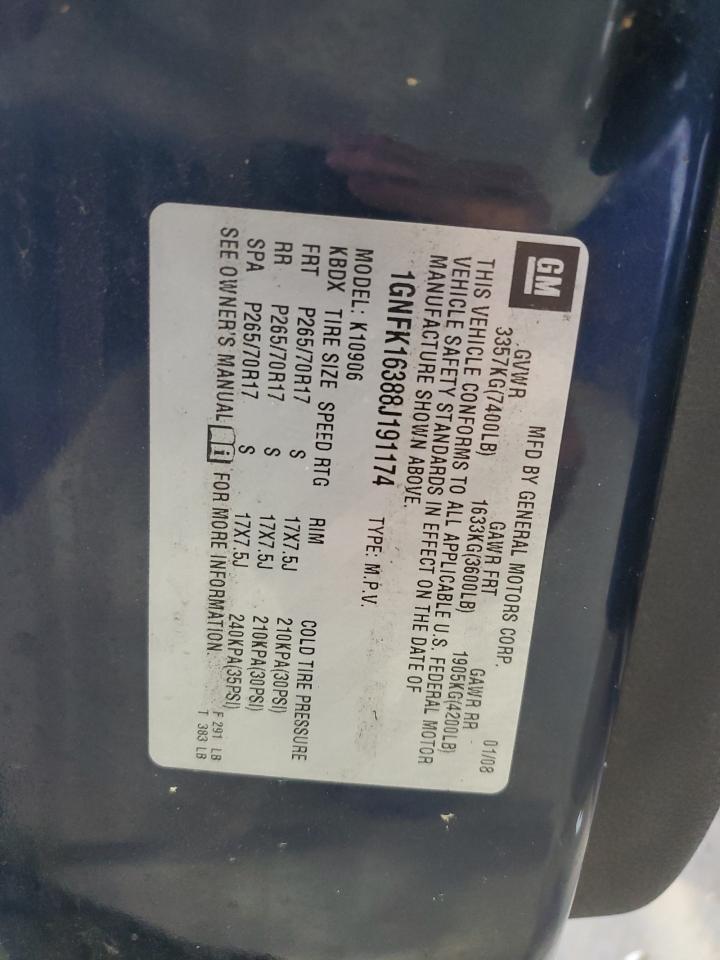 2008 Chevrolet Suburban K1500 Ls VIN: 1GNFK16388J191174 Lot: 68214785