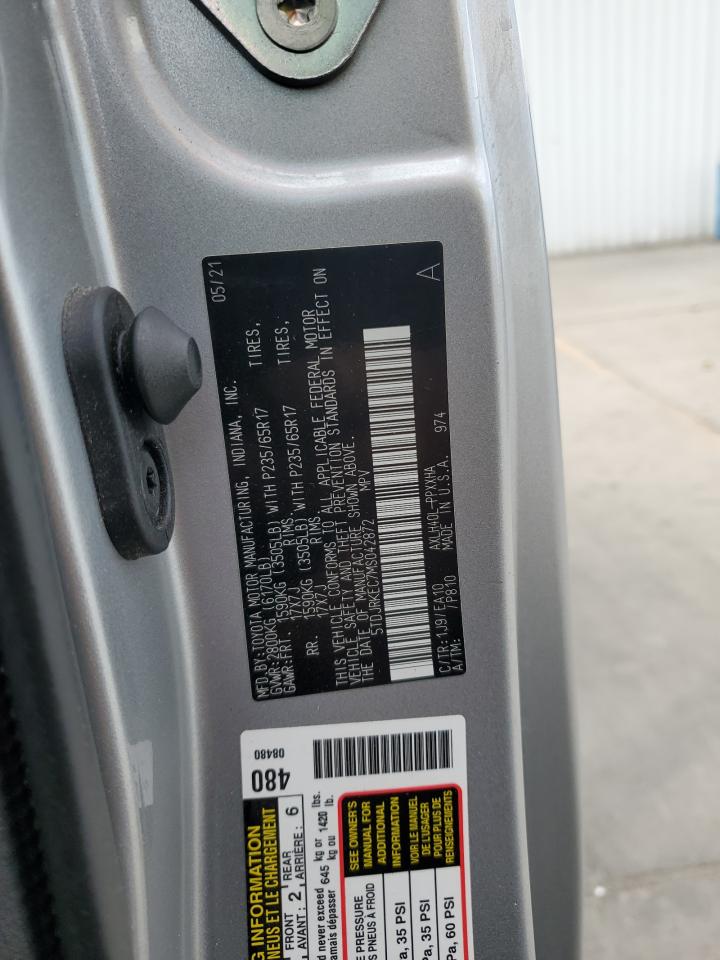 2021 Toyota Sienna Xle VIN: 5TDJRKEC7MS042872 Lot: 70322315