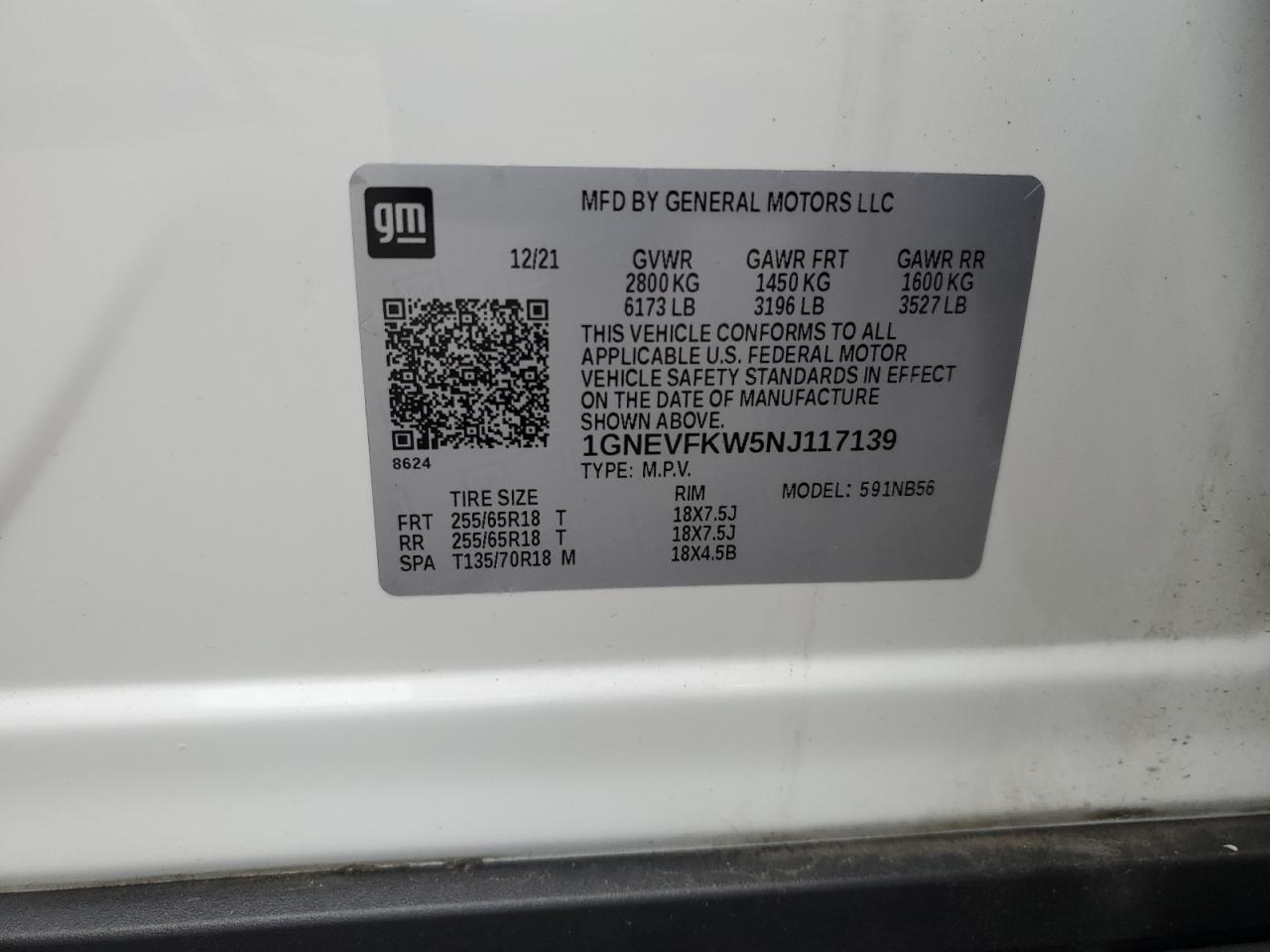2022 Chevrolet Traverse Ls VIN: 1GNEVFKW5NJ117139 Lot: 68663865