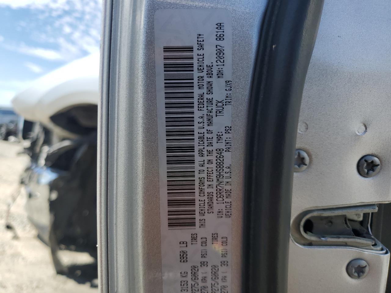 2017 Ram 1500 Laramie VIN: 1C6RR7NM9HS882648 Lot: 68593055