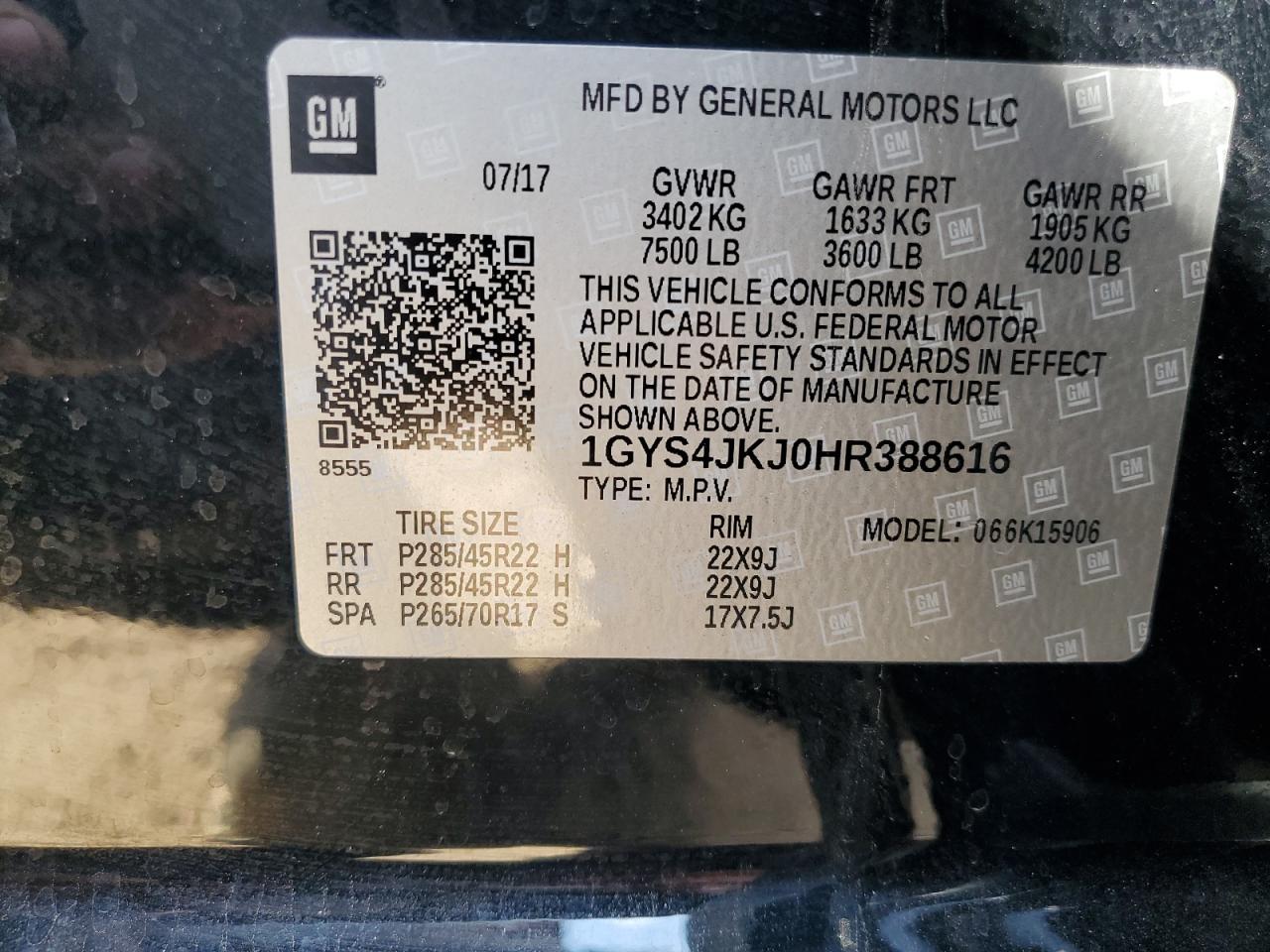 2017 Cadillac Escalade Esv Premium Luxury VIN: 1GYS4JKJ0HR388616 Lot: 70712465