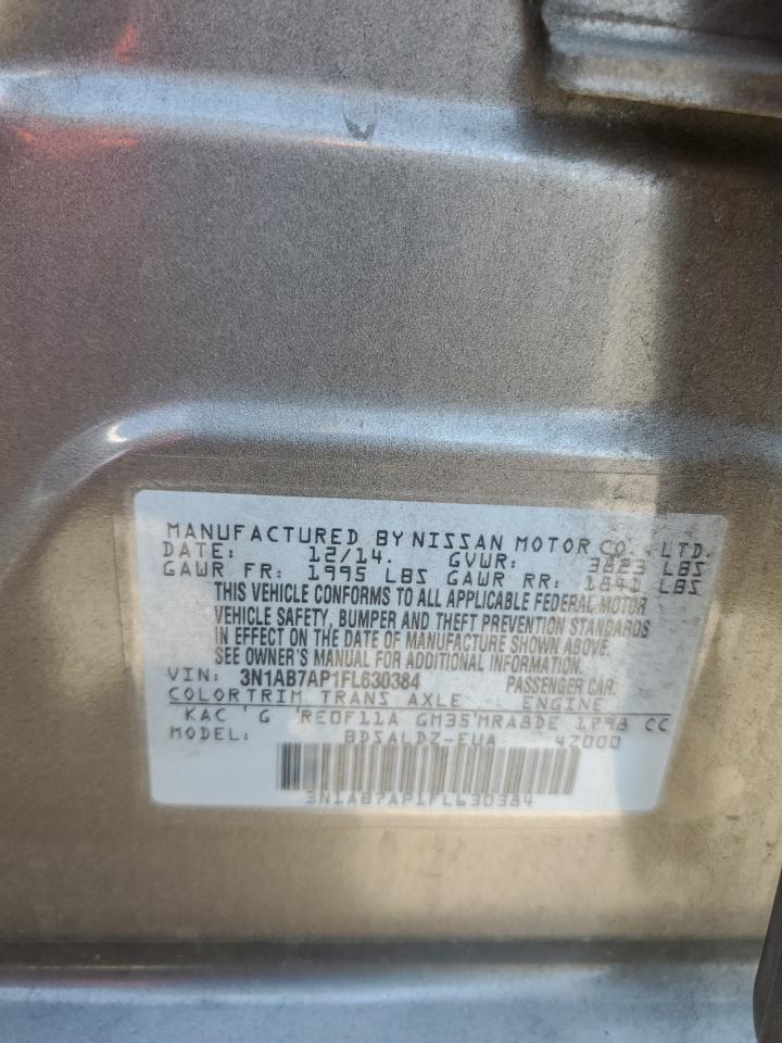 2015 Nissan Sentra S VIN: 3N1AB7AP1FL630384 Lot: 67650465