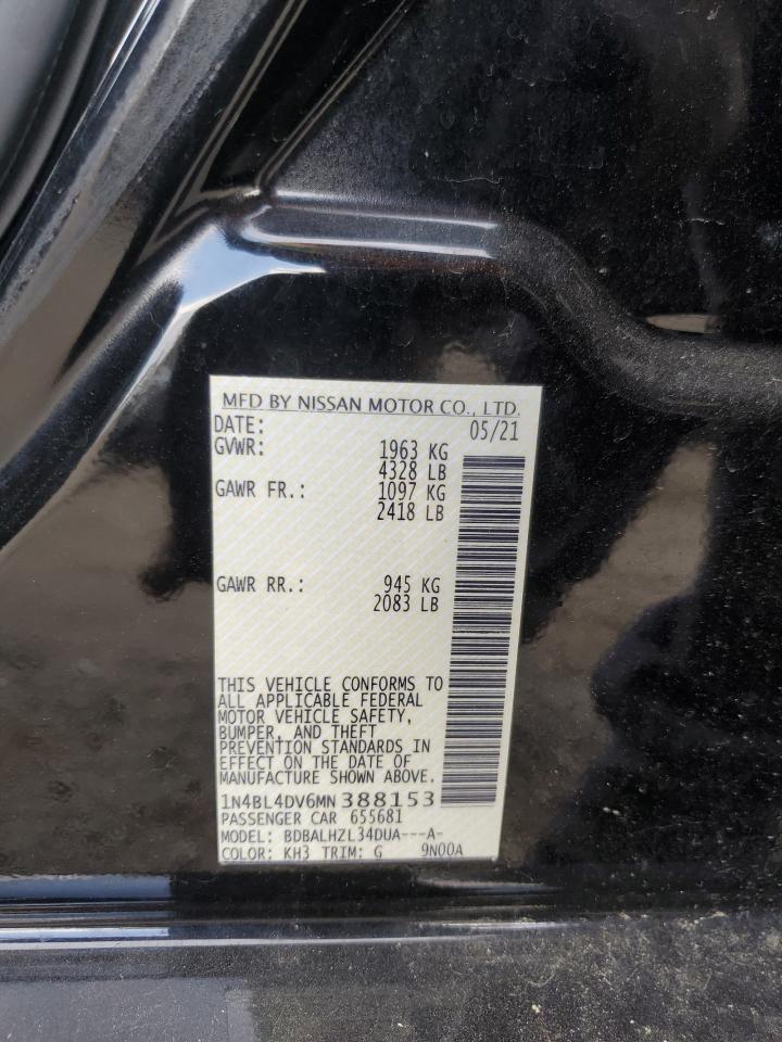 2021 Nissan Altima Sv VIN: 1N4BL4DV6MN388153 Lot: 67200055