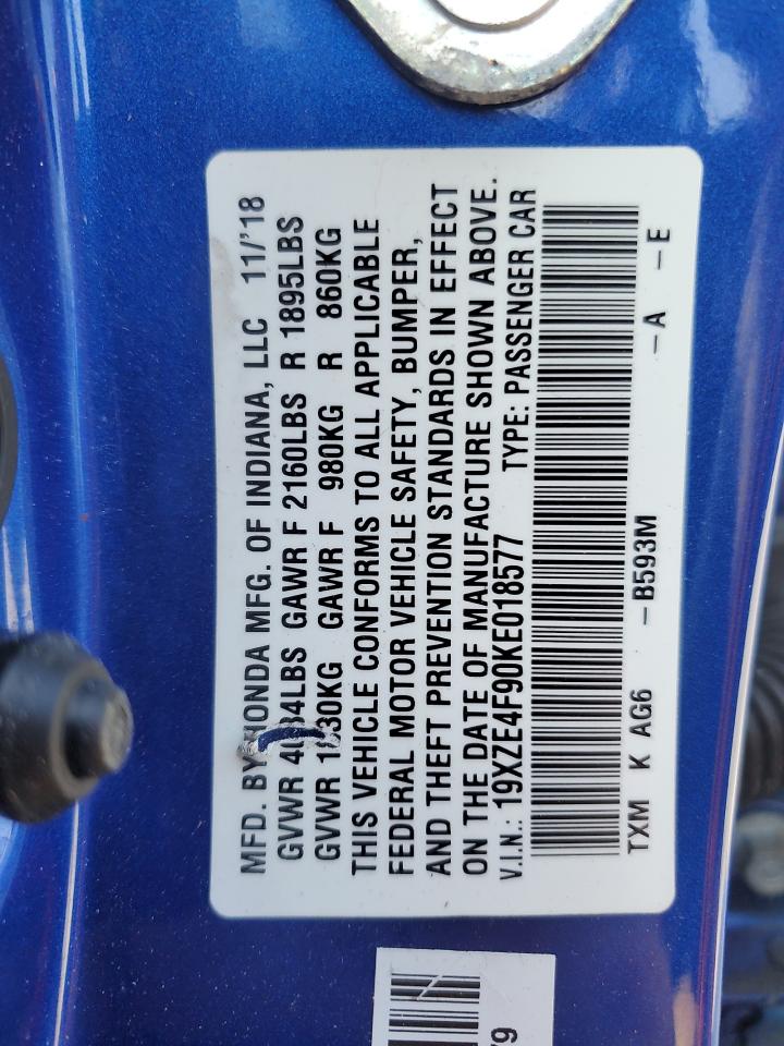 2019 Honda Insight Touring VIN: 19XZE4F90KE018577 Lot: 69478255