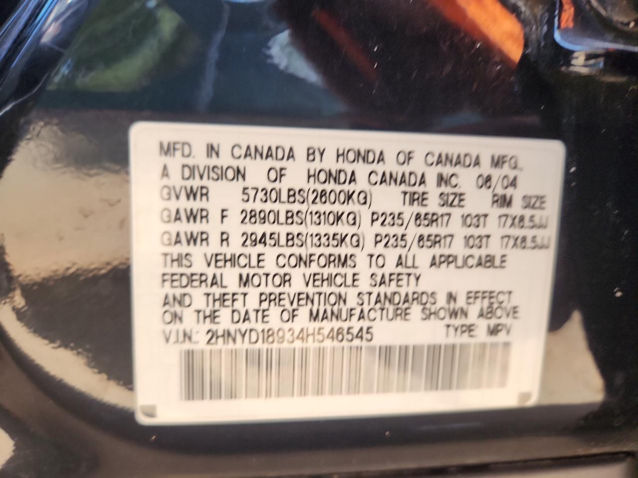 2004 Acura Mdx Touring VIN: 2HNYD18934H546545 Lot: 70684155