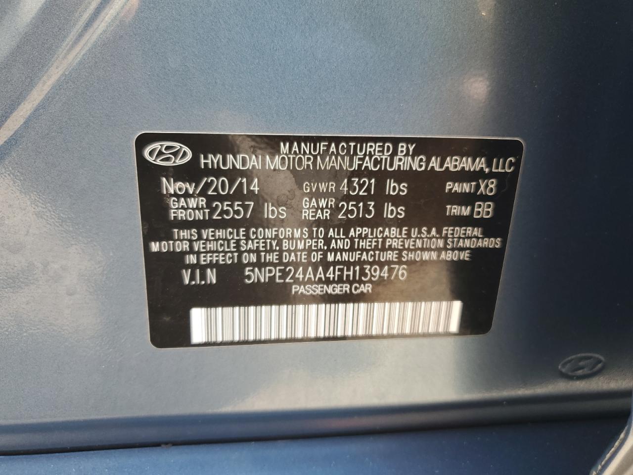 2015 Hyundai Sonata Eco VIN: 5NPE24AA4FH139476 Lot: 67827905