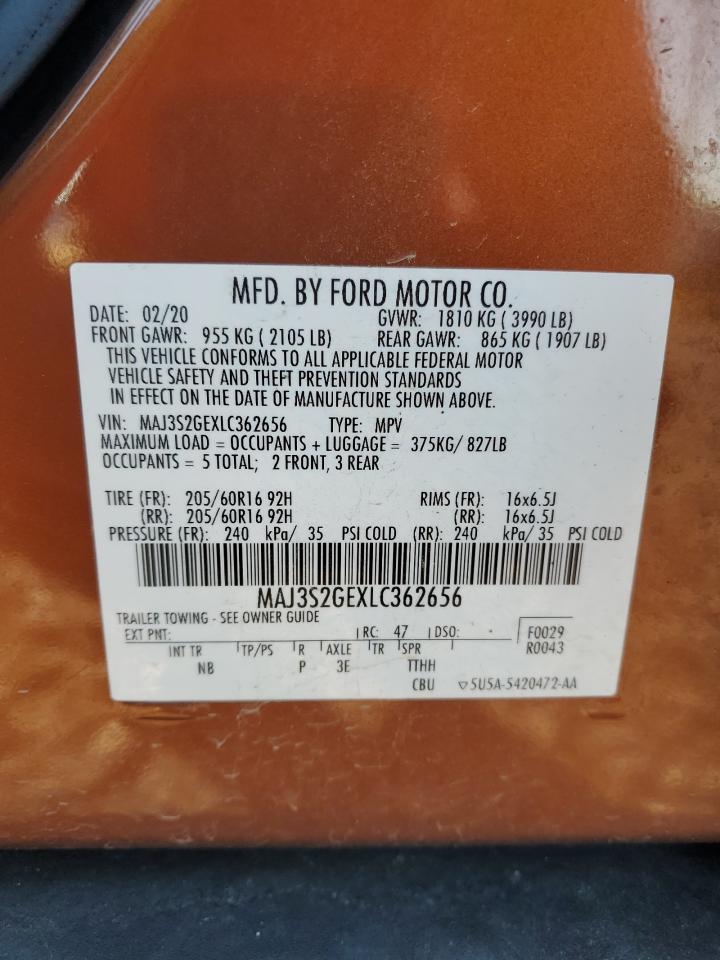 2020 Ford Ecosport Se VIN: MAJ3S2GEXLC362656 Lot: 68292365