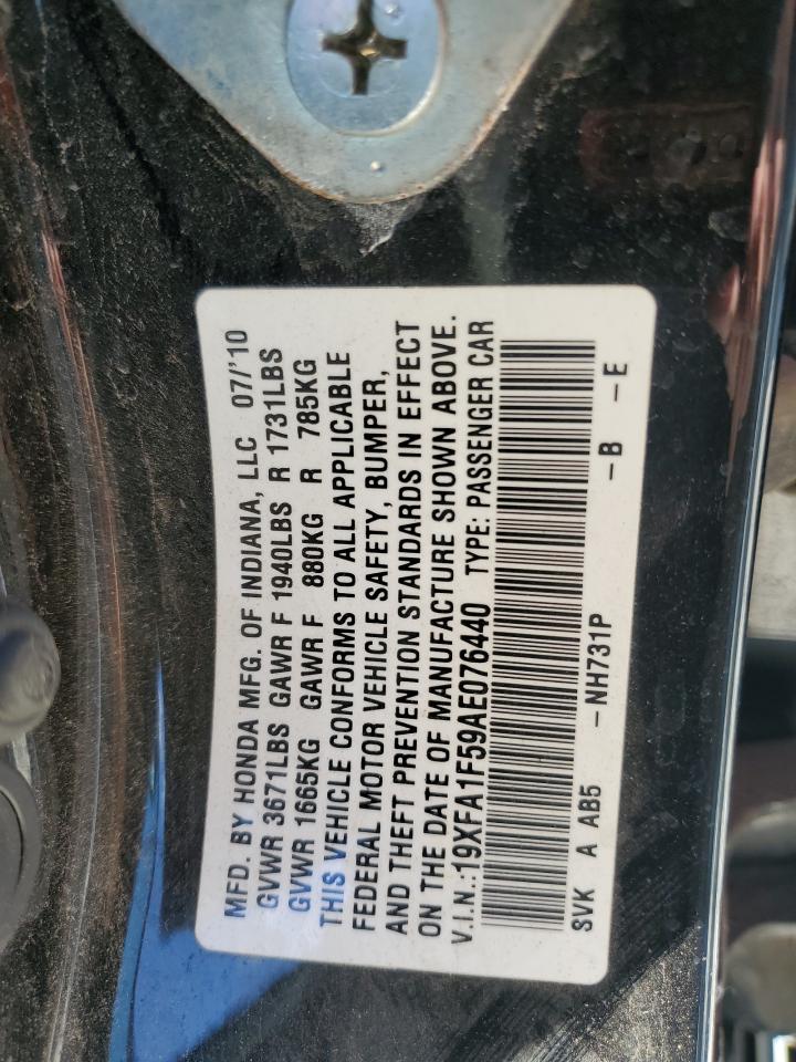 2010 Honda Civic Lx VIN: 19XFA1F59AE076440 Lot: 69498525