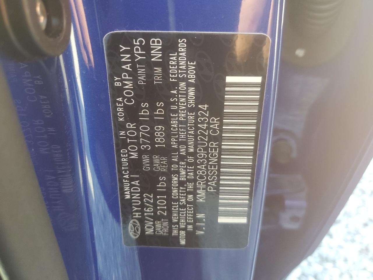 2023 Hyundai Venue Sel VIN: KMHRC8A39PU224324 Lot: 68070285