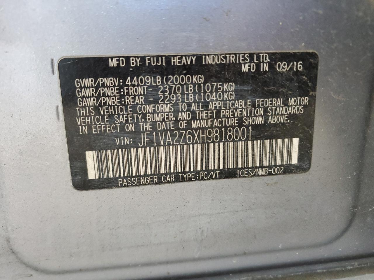 2017 Subaru Wrx Sti Limited VIN: JF1VA2Z6XH9818001 Lot: 69382005