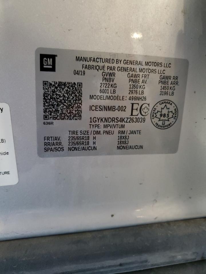 2019 Cadillac Xt5 Luxury VIN: 1GYKNDRS4KZ263039 Lot: 69930555