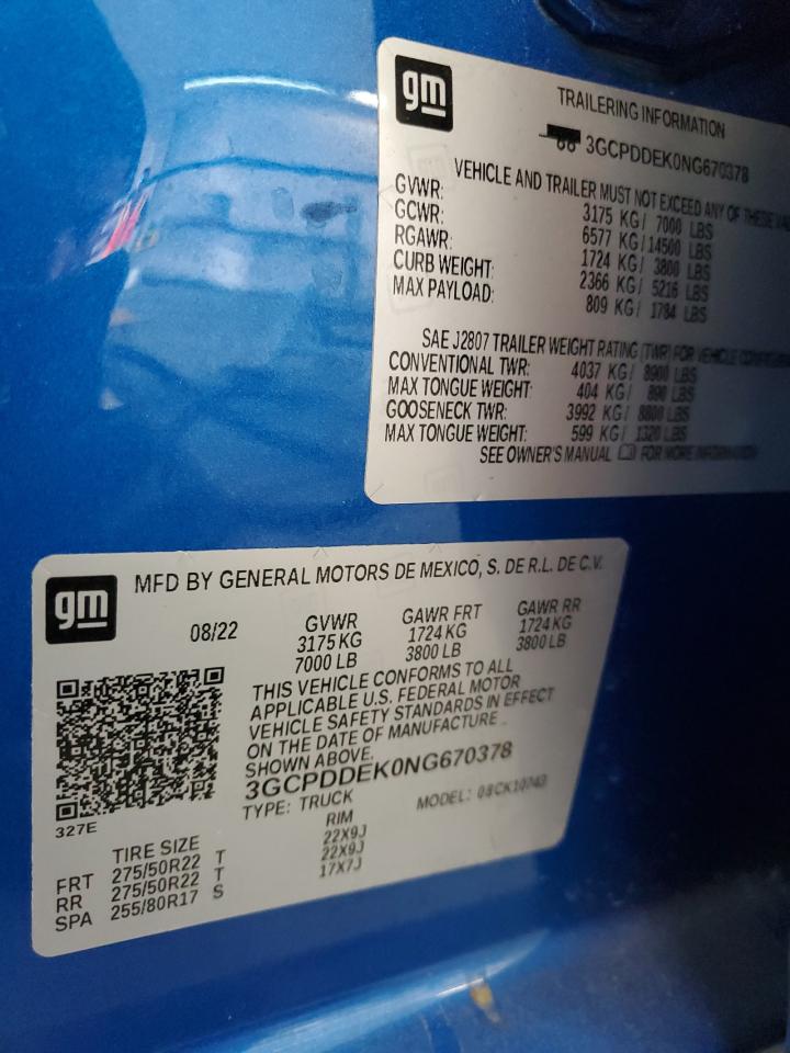 2022 Chevrolet Silverado K1500 Lt VIN: 3GCPDDEK0NG670378 Lot: 68186685