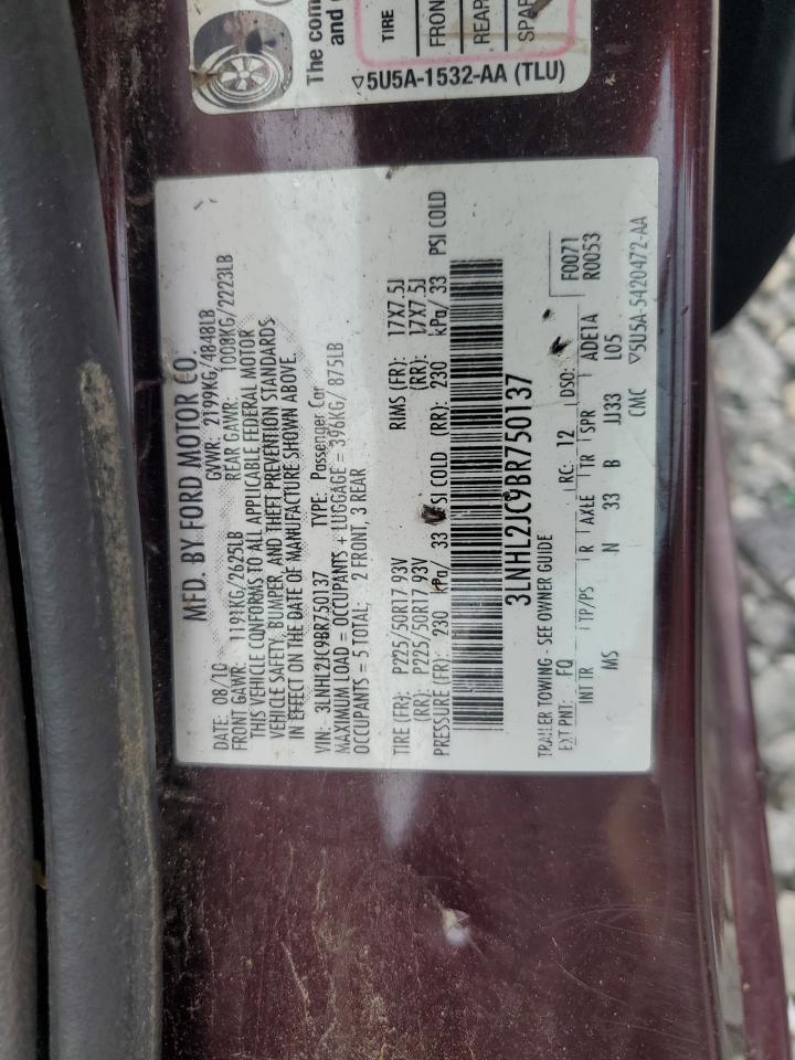 2011 Lincoln Mkz VIN: 3LNHL2JC9BR750137 Lot: 67180915