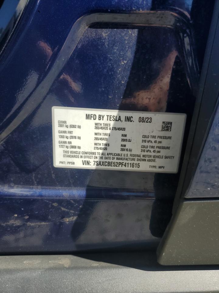 2023 Tesla Model X VIN: 7SAXCBE52PF411615 Lot: 70066735