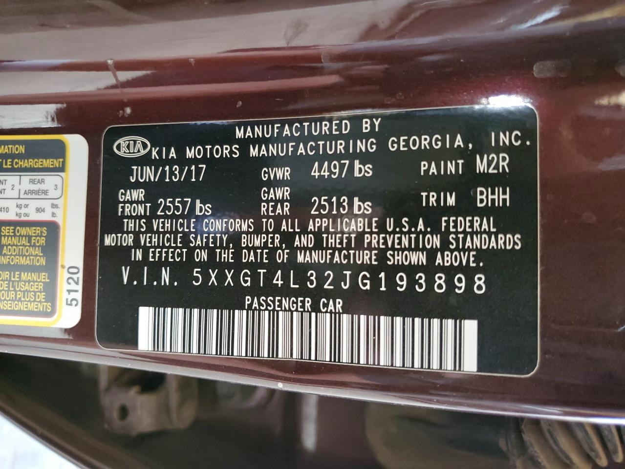 2018 Kia Optima Lx VIN: 5XXGT4L32JG193898 Lot: 68304205