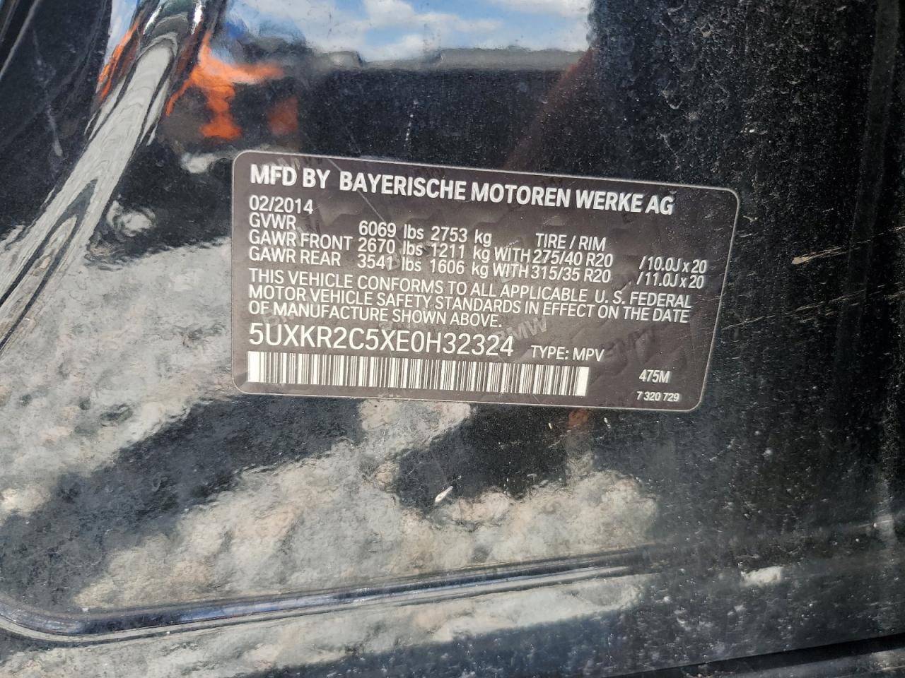 2014 BMW X5 Sdrive35I VIN: 5UXKR2C5XE0H32324 Lot: 70149865