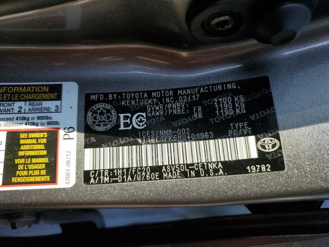 2017 TOYOTA CAMRY LE  