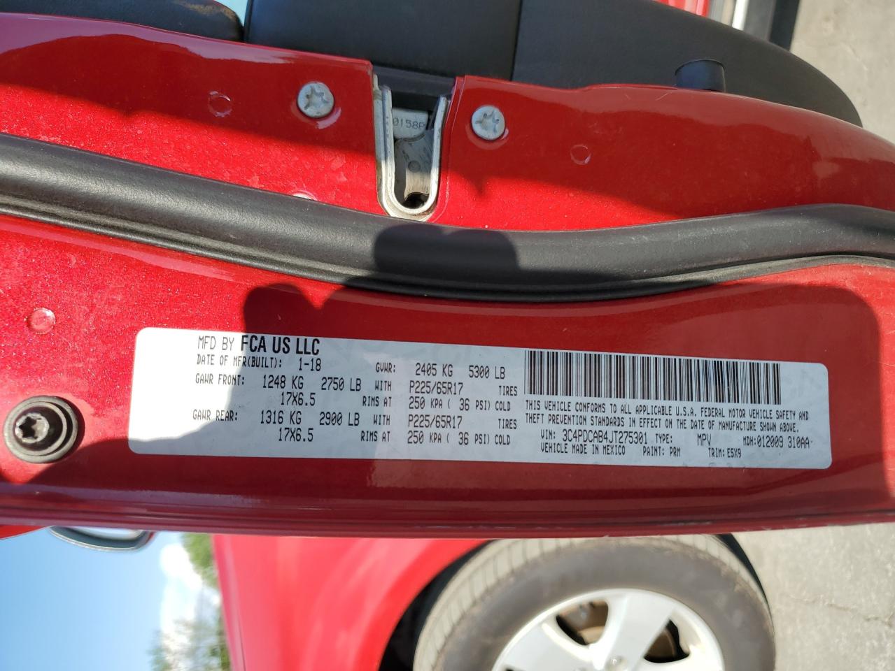 2018 Dodge Journey Se VIN: 3C4PDCAB4JT275301 Lot: 67843145