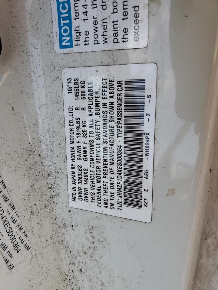 2014 Honda Cr-Z VIN: JHMZF1D4XES000364 Lot: 70634495