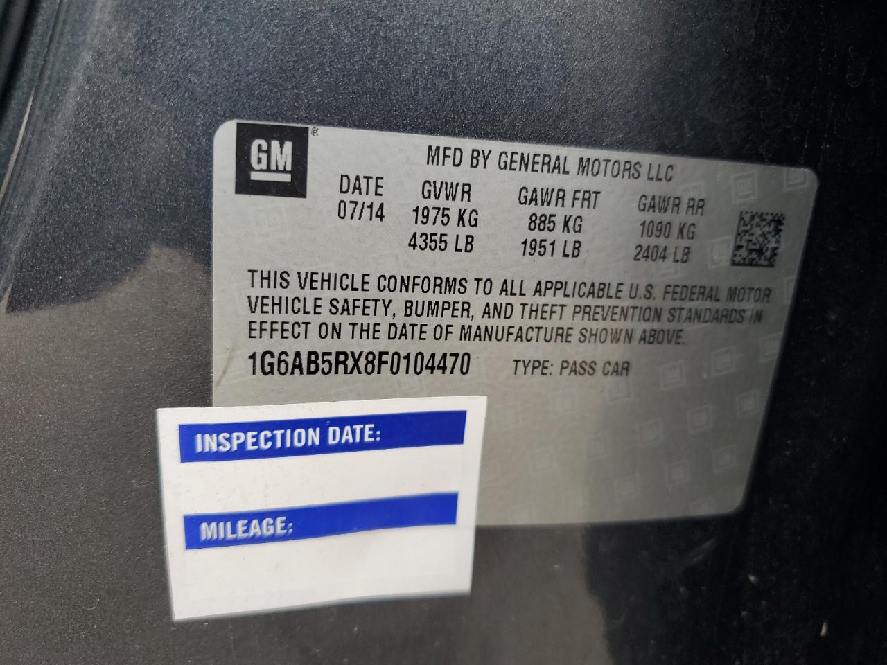 2015 Cadillac Ats Luxury VIN: 1G6AB5RX8F0104470 Lot: 68335865