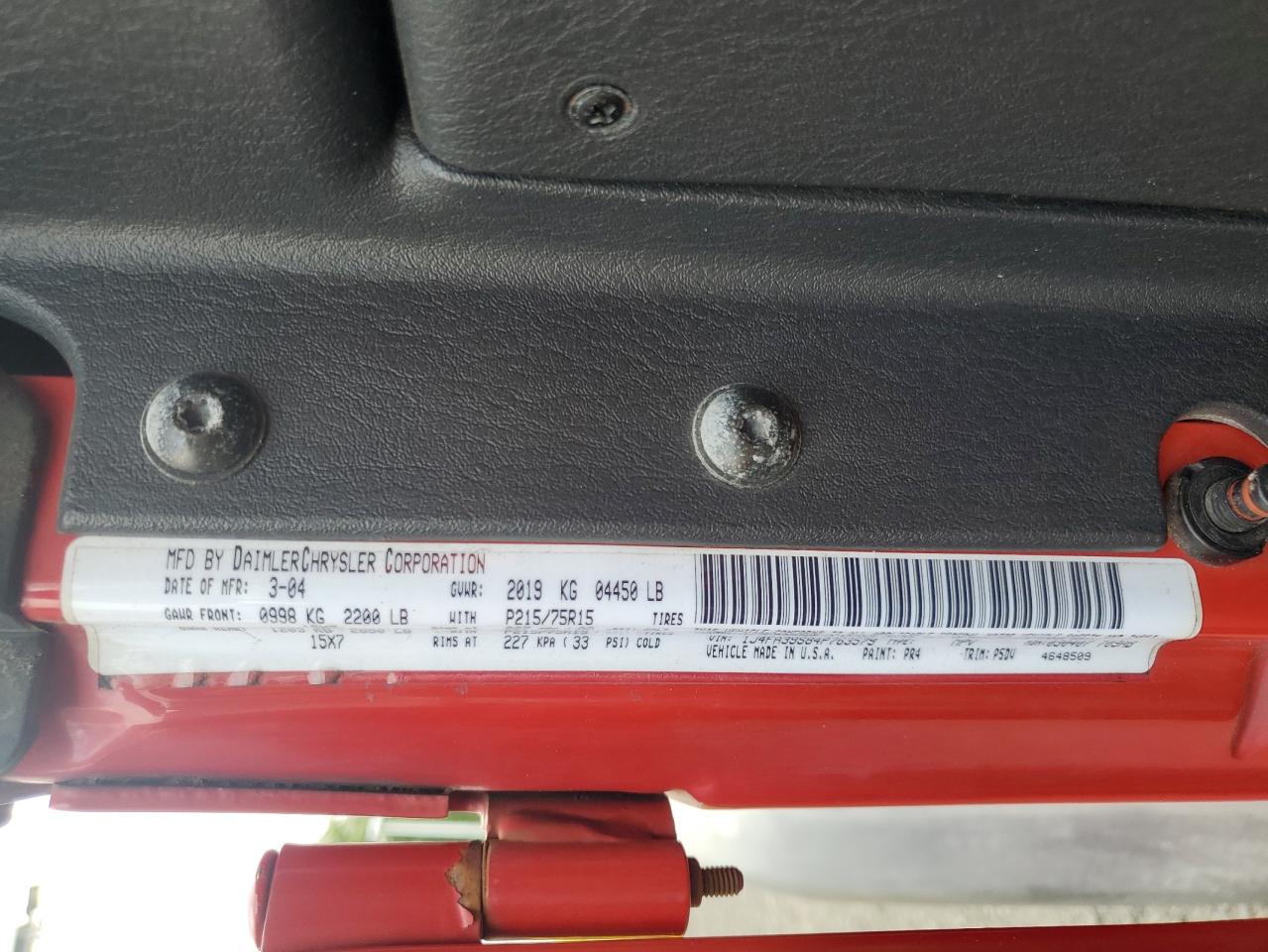 2004 Jeep Wrangler X VIN: 1J4FA39S84P763579 Lot: 68478715