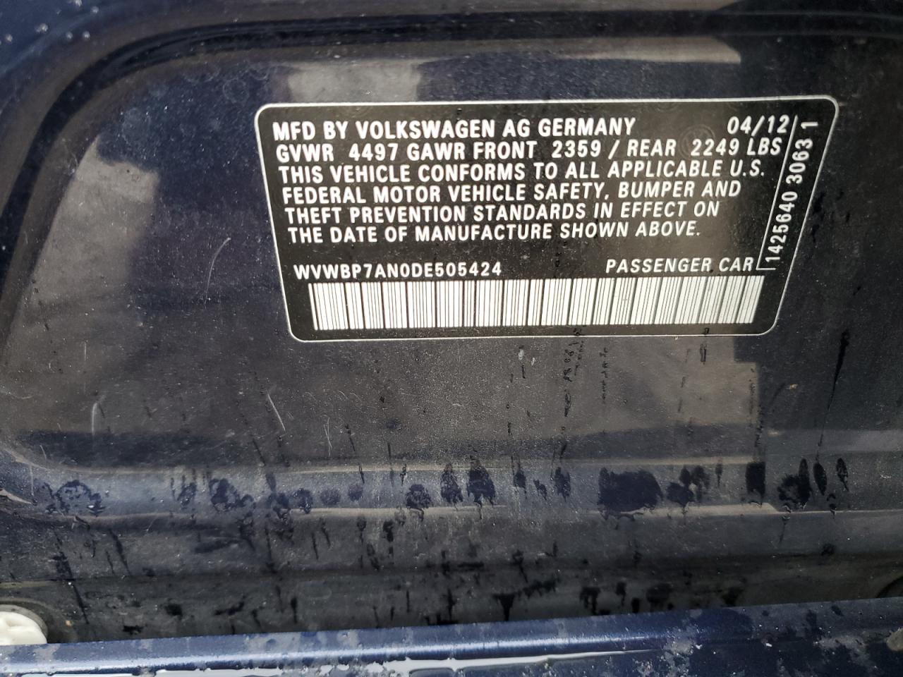 WVWBP7AN0DE505424 2013 Volkswagen Cc Sport