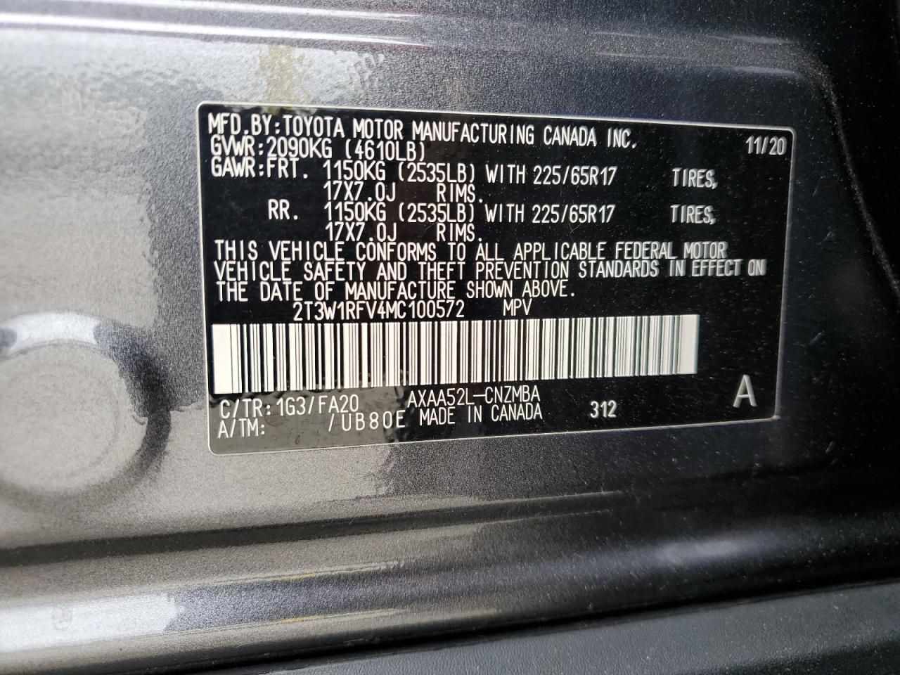 2021 Toyota Rav4 Xle VIN: 2T3W1RFV4MC100572 Lot: 69408275