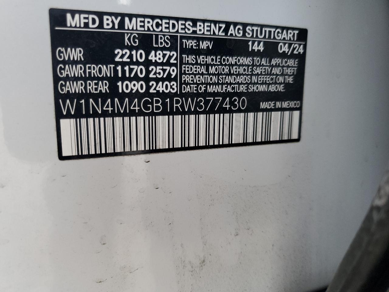 2024 Mercedes-Benz Glb 250 VIN: W1N4M4GB1RW377430 Lot: 70776245