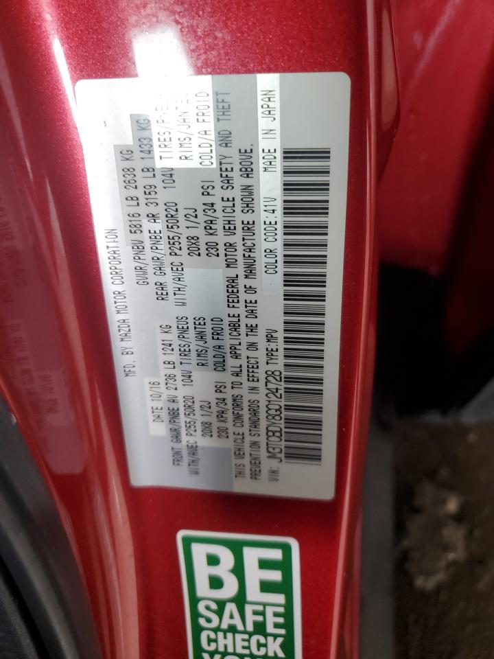 2016 Mazda Cx-9 Grand Touring VIN: JM3TCBDY8G0124728 Lot: 67716355