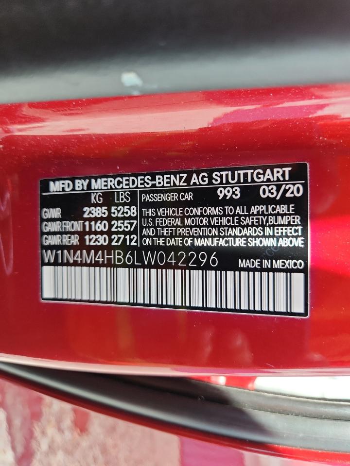 2020 Mercedes-Benz Glb 250 4Matic VIN: W1N4M4HB6LW042296 Lot: 68943115