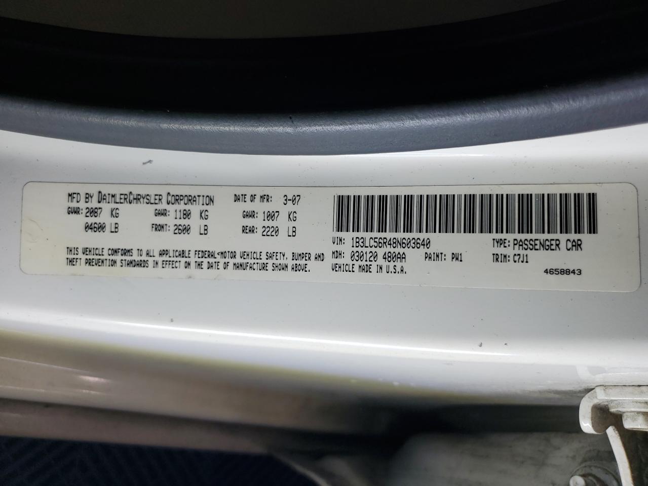 2008 Dodge Avenger Sxt VIN: 1B3LC56R48N603640 Lot: 68100665