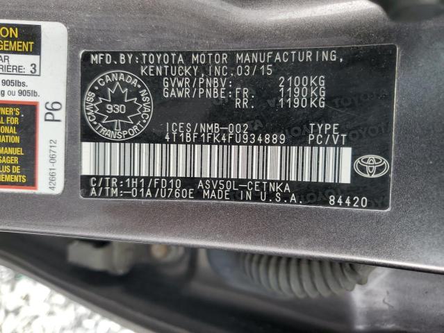 2015 TOYOTA CAMRY LE  
