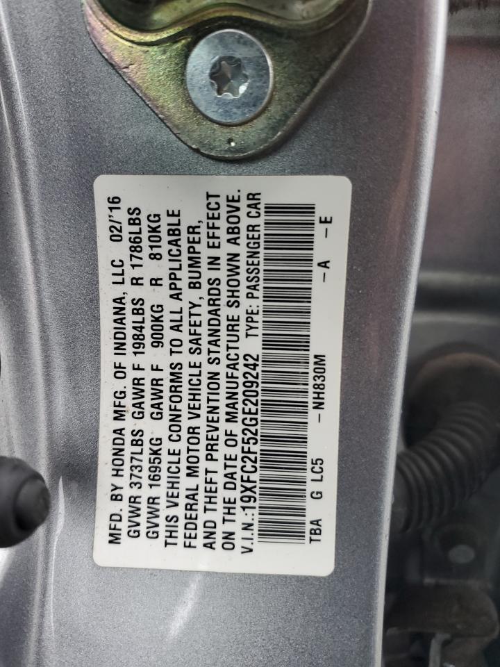 2016 Honda Civic Lx VIN: 19XFC2F52GE209242 Lot: 67035565