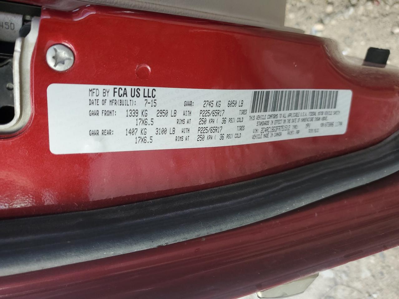 2015 Chrysler Town & Country Touring VIN: 2C4RC1BG3FR751512 Lot: 65631345