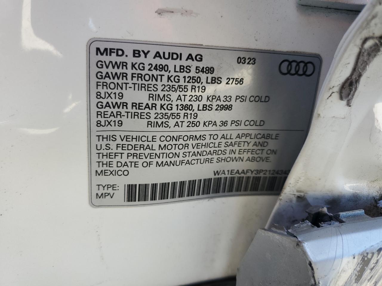 2023 Audi Q5 Premium Plus 45 VIN: WA1EAAFY3P2124343 Lot: 69576635