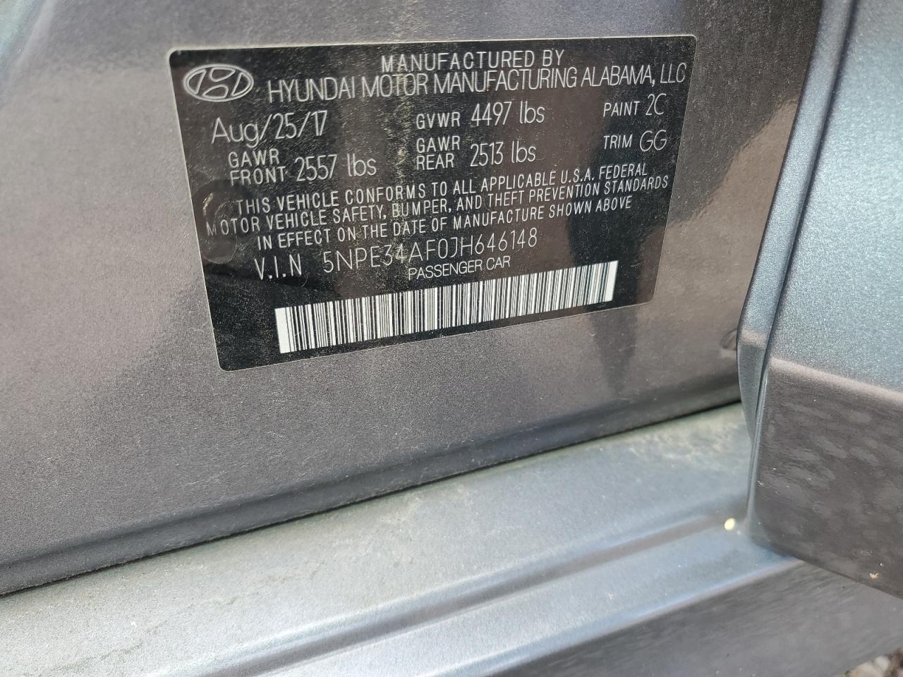 2018 Hyundai Sonata Sport VIN: 5NPE34AF0JH646148 Lot: 69790185