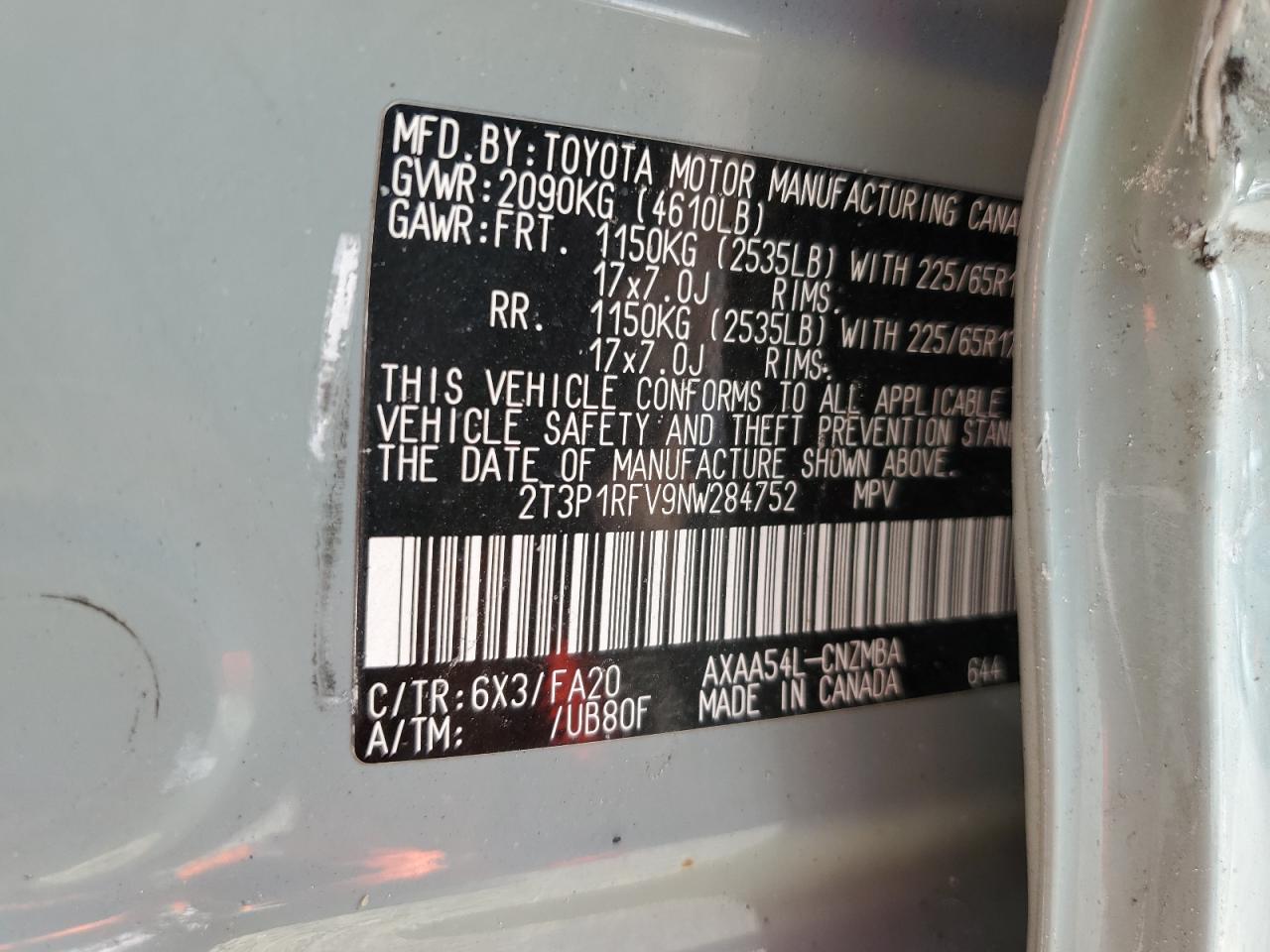 2022 Toyota Rav4 Xle VIN: 2T3P1RFV9NW284752 Lot: 68590915