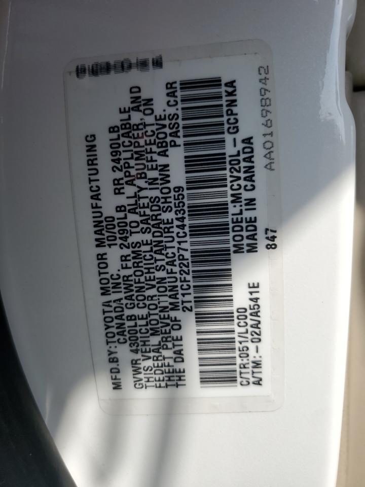 2001 Toyota Camry Solara Se VIN: 2T1CF22P71C443559 Lot: 69303745