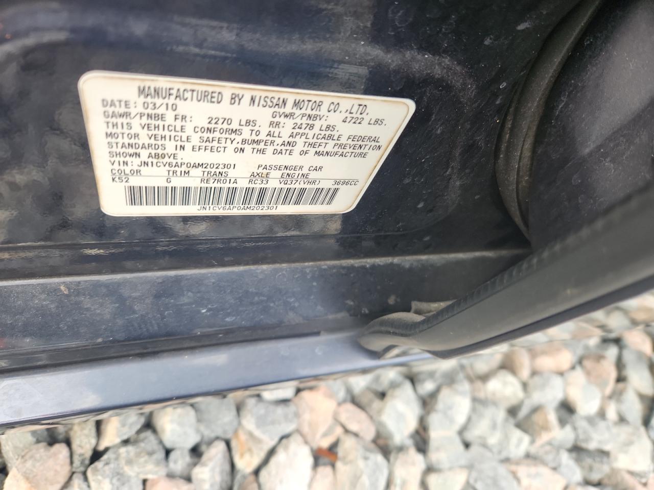 2010 Infiniti G37 Base VIN: JN1CV6AP0AM202301 Lot: 70344455