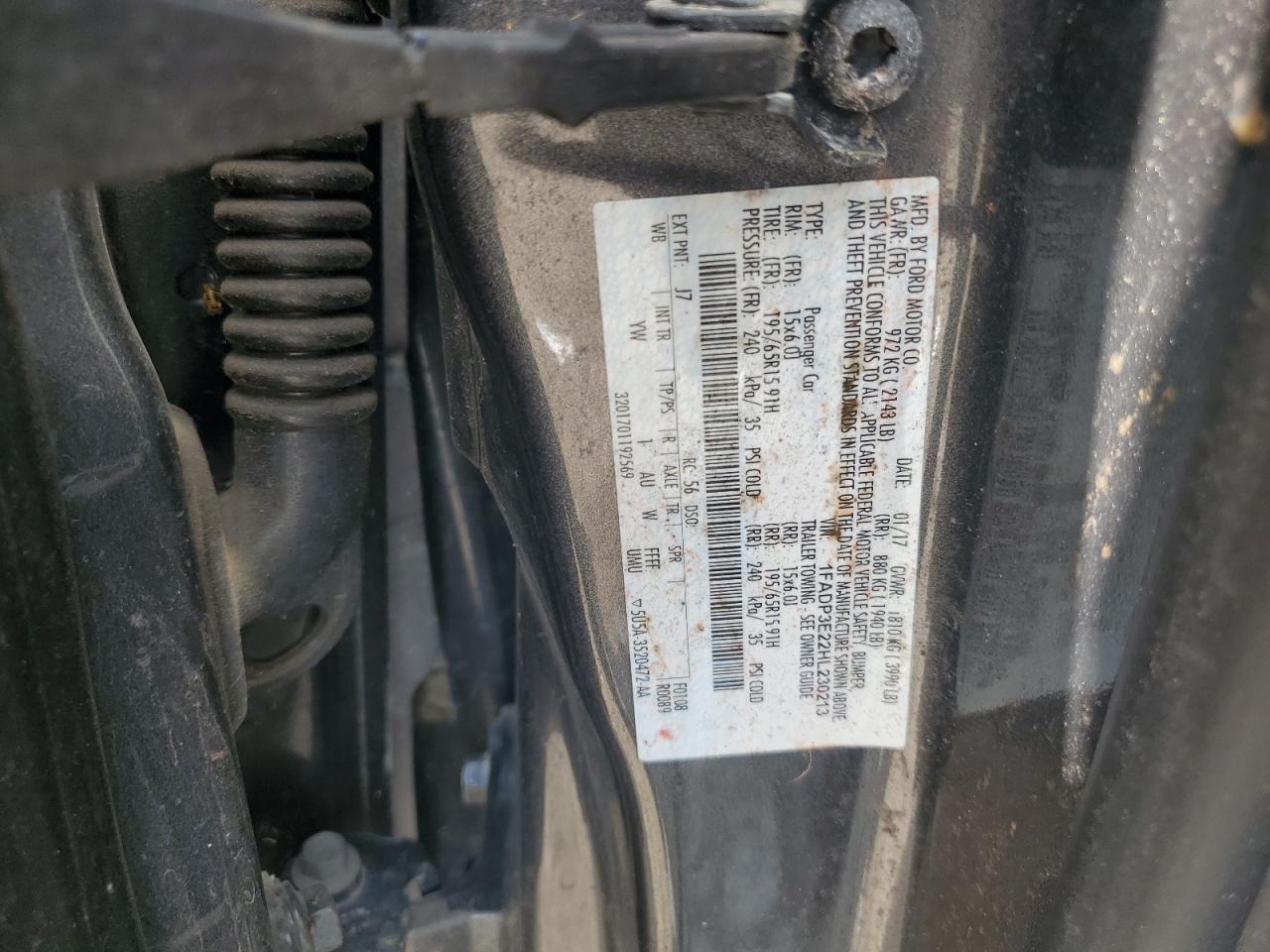 2017 Ford Focus S VIN: 1FADP3E22HL230213 Lot: 69336665