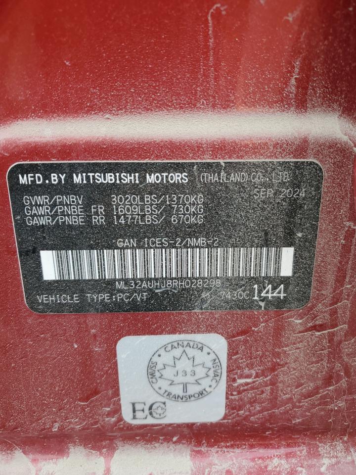 2024 Mitsubishi Mirage Es VIN: ML32AUHJ8RH028298 Lot: 66772835