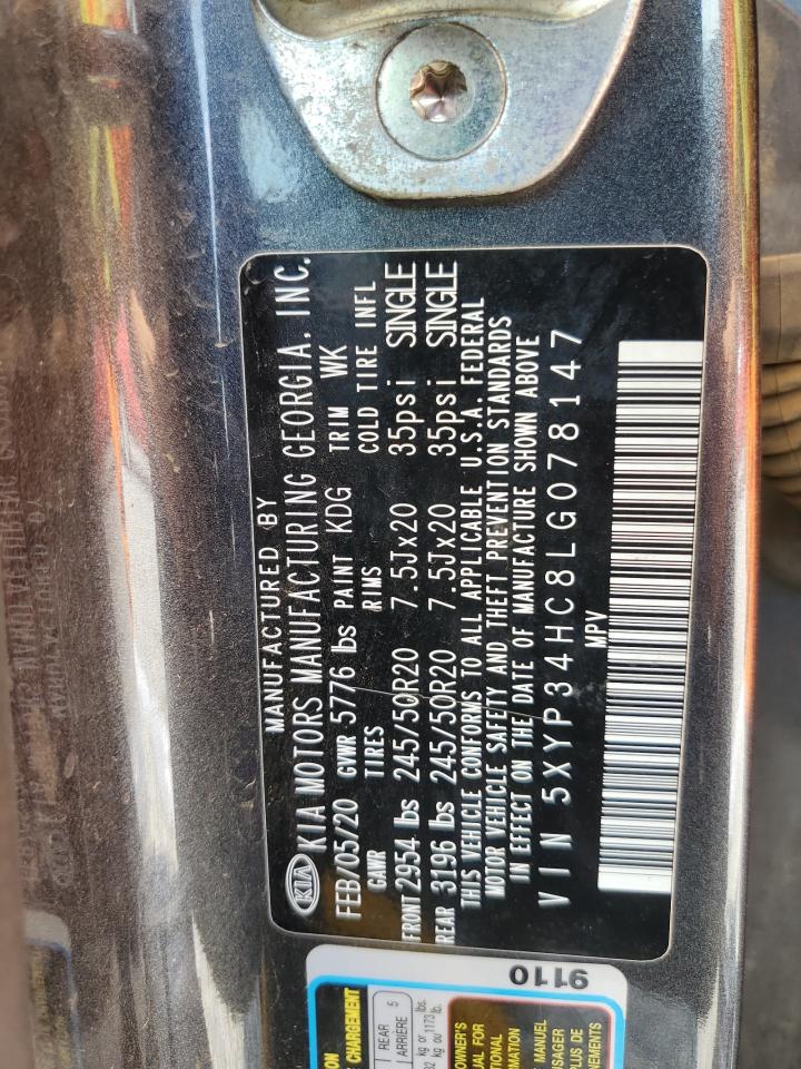 2020 Kia Telluride Ex VIN: 5XYP34HC8LG078147 Lot: 86613475