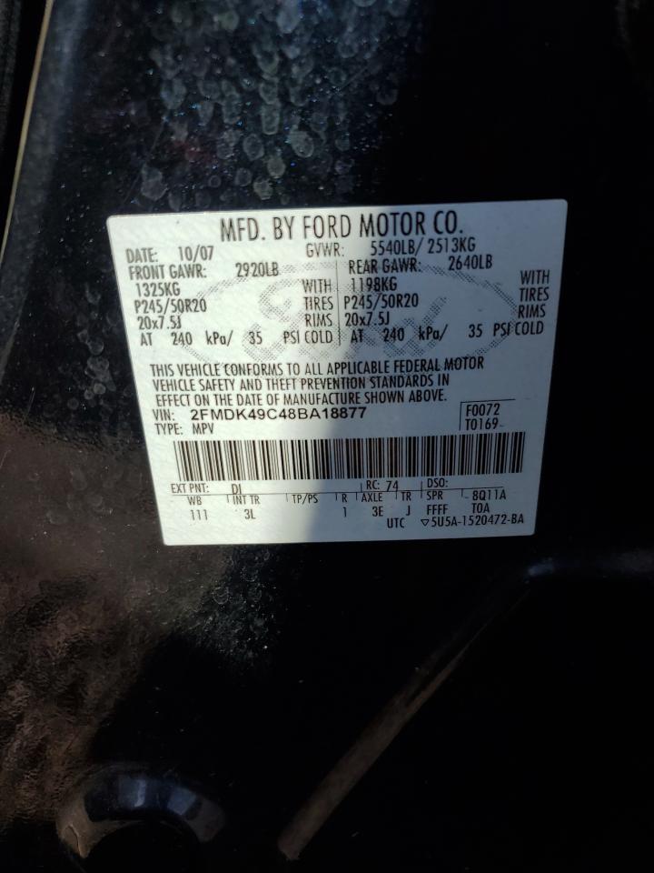 2008 Ford Edge Limited VIN: 2FMDK49C48BA18877 Lot: 69049825