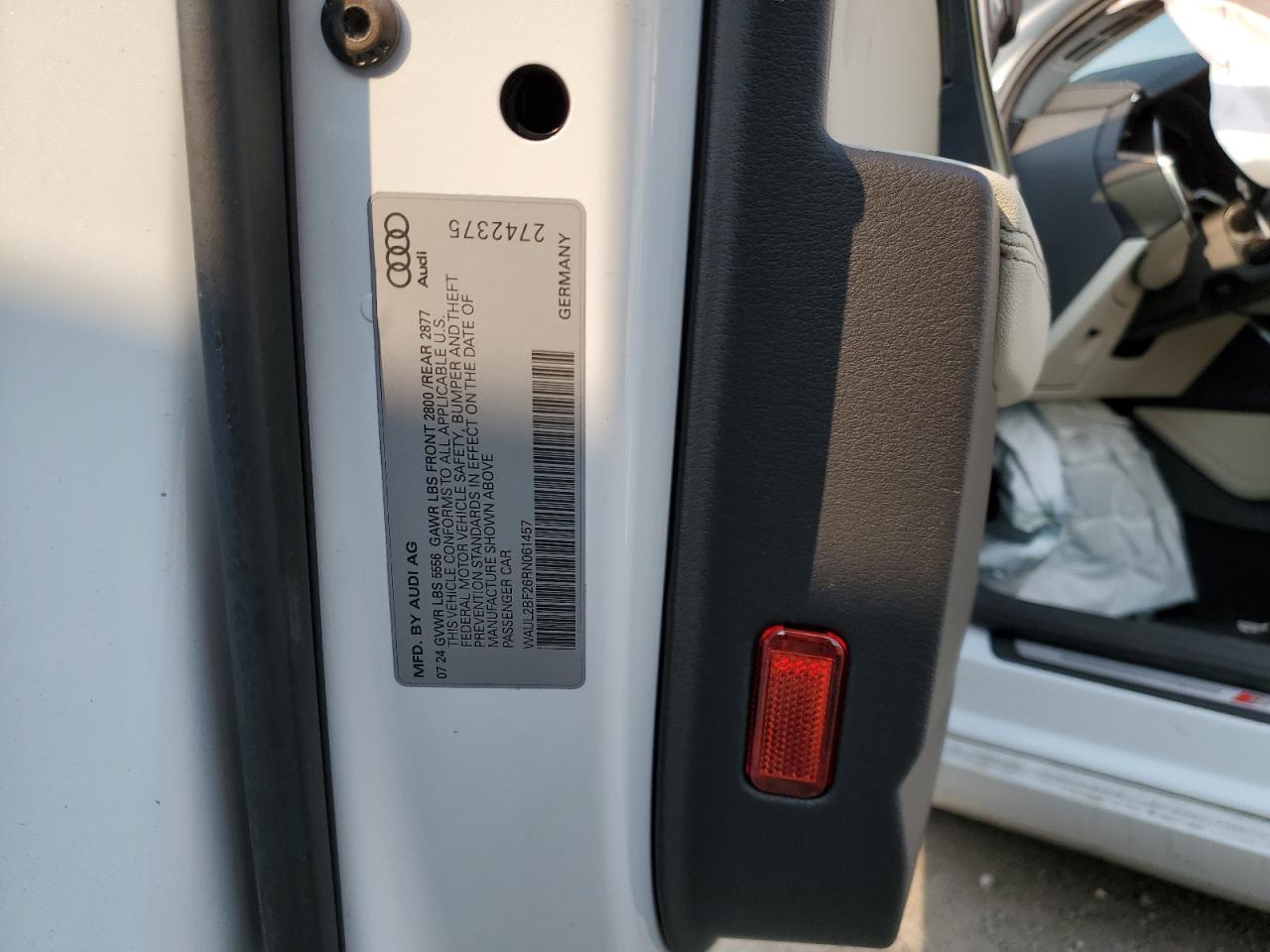 2024 Audi A6 Premium Plus VIN: WAUL2BF26RN061457 Lot: 66851645